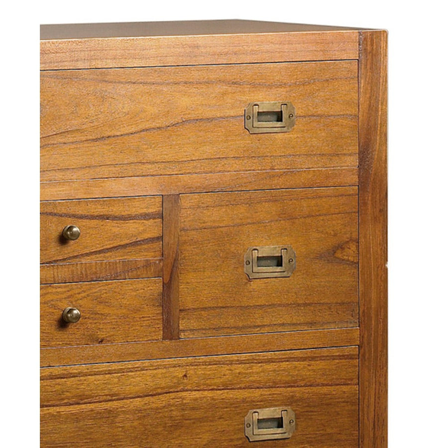 Loft stílusú, mindifából készült, kézműves tömörfa komód nyolc fiókkal.