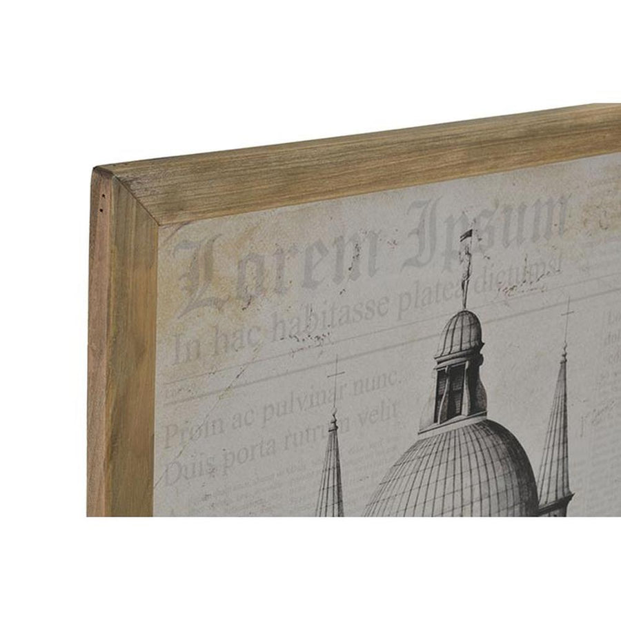 A velencei Santa Maria Della Salute bazilka metszetrajzának fotóprintje üvegezett antikolt felületű fa képkeretben