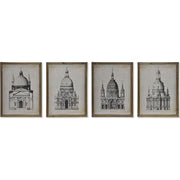 A drezdai Frauenkirche brazilka korabeli metszetrajzának fotóprintje üvegezett antikolt felületű fa képkeretben