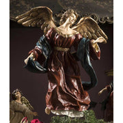 Barokkos megjelenésű, óriás méretű, 65,5 cm magas, antikolt felületű, karácsonyi angyal figura, óarany szárnyakkal,