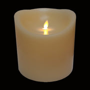 15 cm magas oszlopgyertya, távirányítható, pislákoló LED lánggal és valódi csontszínű viasztesttel.