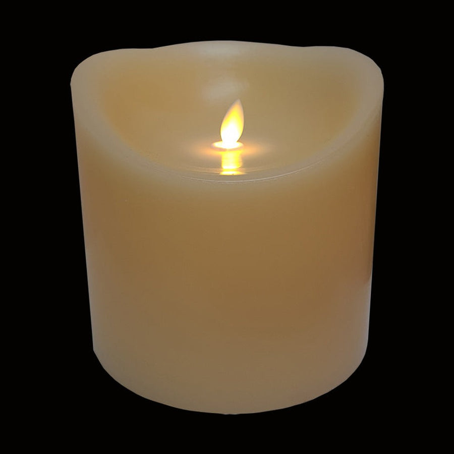 15 cm magas oszlopgyertya, távirányítható, pislákoló LED lánggal és valódi csontszínű viasztesttel.
