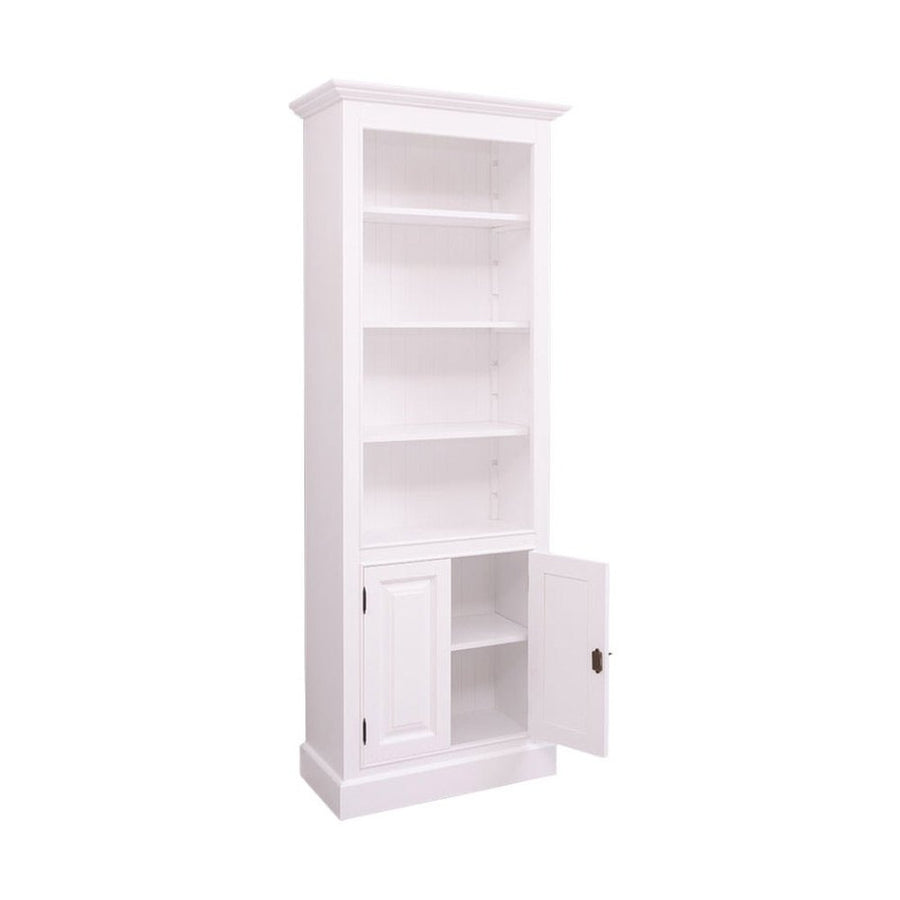 Fenyőfából készült könyvszekrény. Festett, fehér.