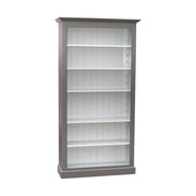 Szürke és fehér színű klasszikus stílusú könyvszekrény 6 polccal.