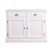 Country stílusú álló konyhaszekrény két fiókkal, és polcos tárolóval. Színe: fehér.