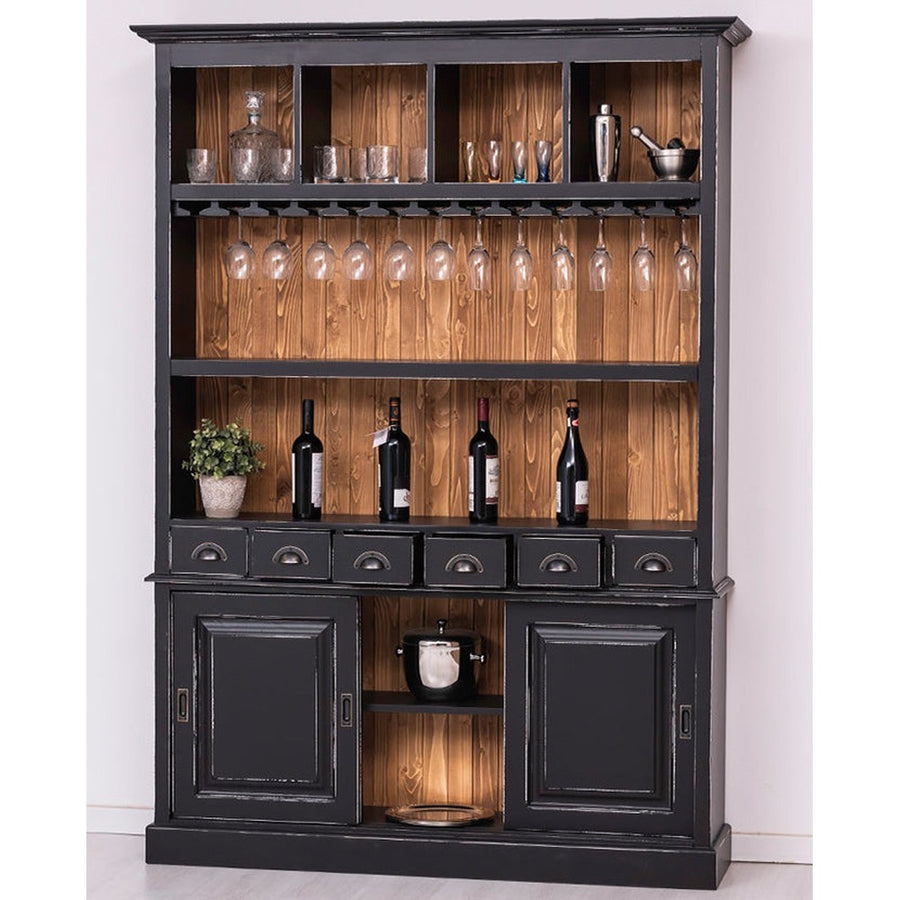 MAISON fenyőfa pohárszék - borszekrény 210 cm