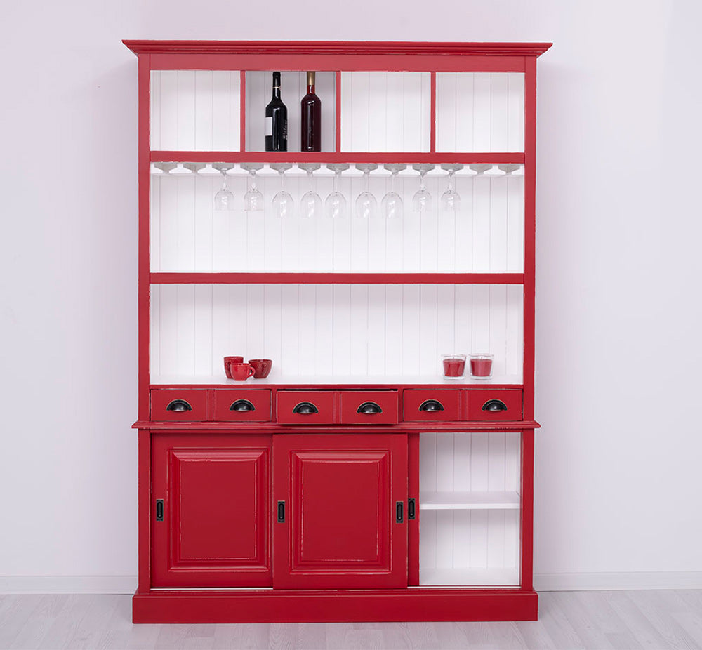 MAISON fenyőfa pohárszék - borszekrény 210 cm