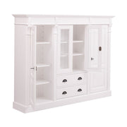 Fenyőfából készült vitrines könyvszekrény. Festett, fehér színű.