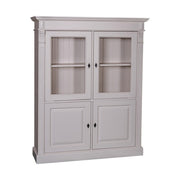 Fenyőfából készült vitrines könyvszekrény. Festett, törtfehér