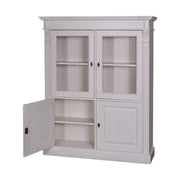 Fenyőfából készült vitrines könyvszekrény. Festett, törtfehér