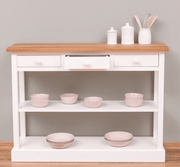 MAISON fenyőfa konyhai konzolasztal tölgyfalappal 120 cm