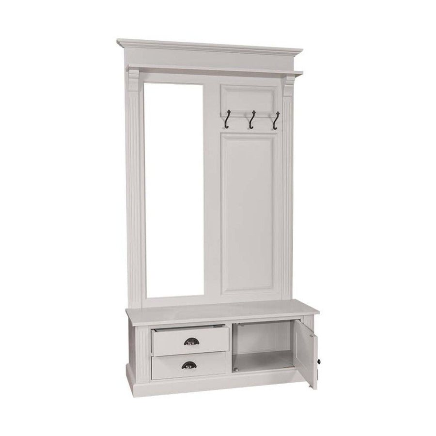 Fenyőfából készült előszobafal tükörrel