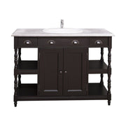 Fenyőfa mosdószekrény tölgyfalappal, klasszicizálió faragással a lábain. Színe fekete és világosszürke.