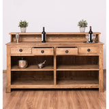 Nagyméretű, fenyőfa pult. A tárolásról négy polc, valamint négy fiók gondoskodik. Színe: viaszolt natúr.