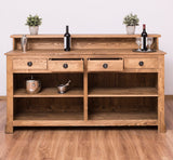 Nagyméretű, fenyőfa pult. A tárolásról négy polc, valamint négy fiók gondoskodik. Színe: viaszolt natúr.