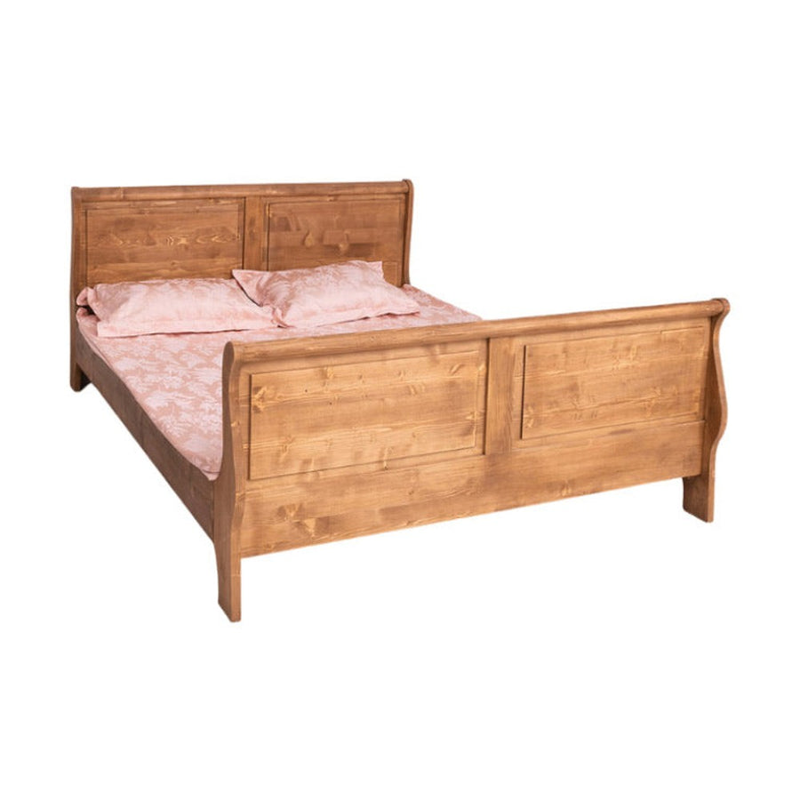 180 x 200 centiméteres, fenyőfából készült franciaágy ágykeret. Viaszolt, natúr színű.