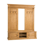 Fenyőfából készült nagyméretű előszobafal tükörrel