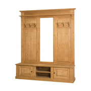 Fenyőfából készült nagyméretű előszobafal tükörrel