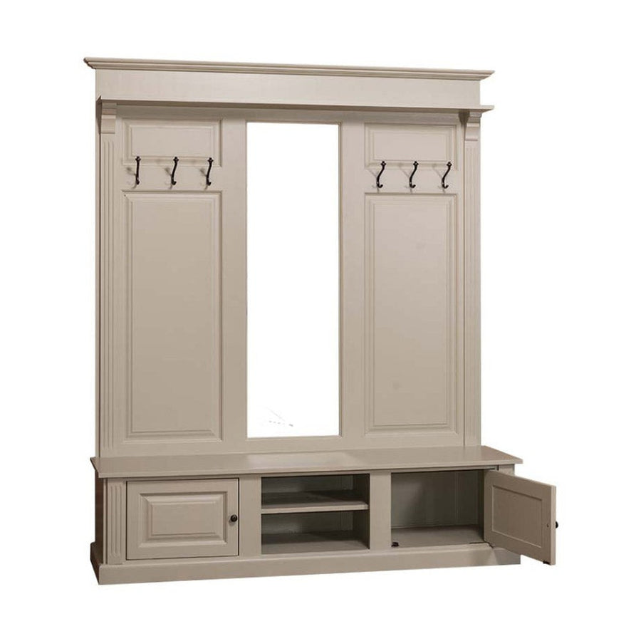 Fenyőfából készült nagyméretű előszobafal tükörrel