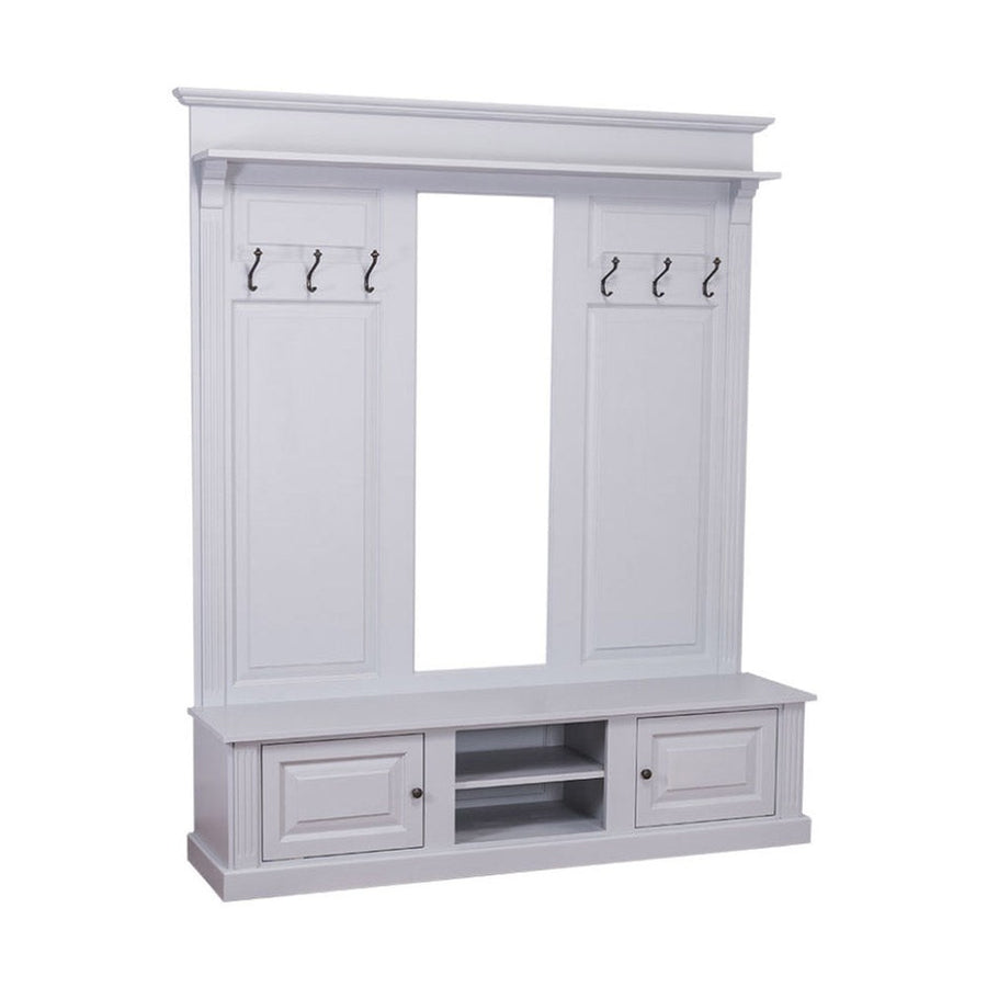 Fenyőfából készült nagyméretű előszobafal tükörrel