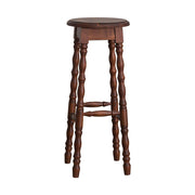 Klasszikus, kerek ülőfelülettel rendelkező, 82 cm magas bárszék dekoratív, faragott lábakkal.