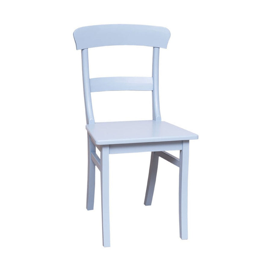 Halványkék színű, retró stílusú, fenyőfa étkezőszék.
