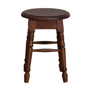 Klasszikus, kerek ülőfelülettel rendelkező hokedli, dekoratív, faragott lábakkal.