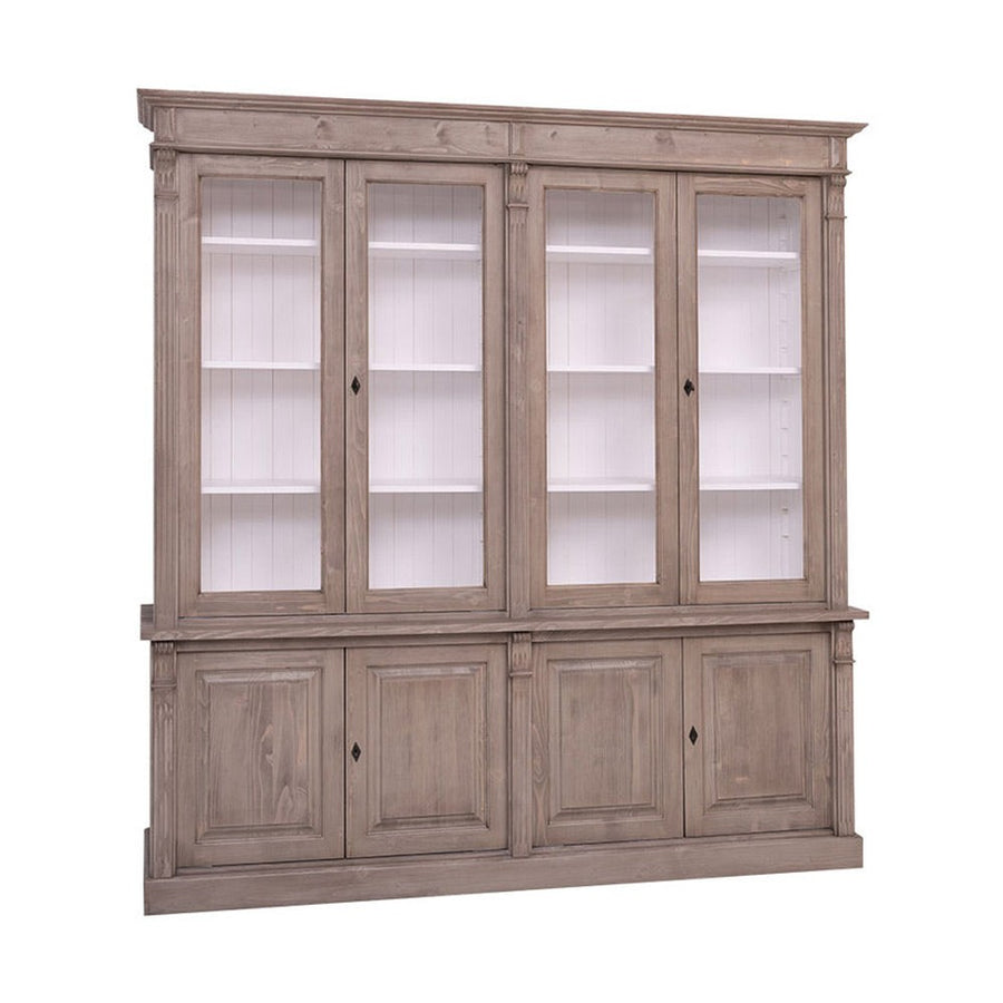 MAISON fenyőfa vitrin-könyvszekrény 228 cm