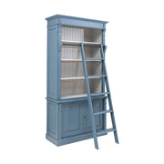 Fenyőfa könyvesszekreny, létrával.