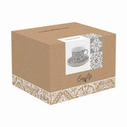 Mozaikmintás teáscsésze natúr színű díszdoboza