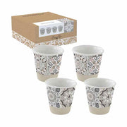 4 darab mozaikmintás porcelán espresso pohár hozzá íillő natúr színű díszdobozzal