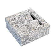 Mediterrán stílusú, négyszemélyes mozaikmintás porcelán espresso pohár szett ablakos díszdobozba csomagolva,