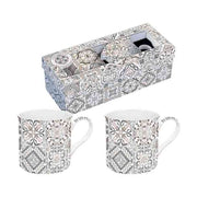 2 darab mozaikmintás porcelán bögre szett ablakos díszdobozzal