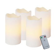 4 darabos, élethű megjelenésű, valódi viaszból készült távirányítható LED gyertya-szett.