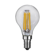 Meleg fehér fényű, kisfeszültségű LED izzó átlátszó üveggel. Színhőmérséklete 2700 K.