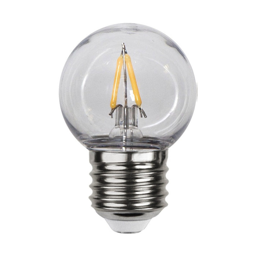 Kültéri dekorációs LED izzó átlátszó, polikarbonát burkolattal.