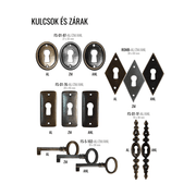 Választható szerelvények, kulcsok és zárak.