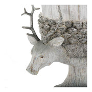 Vintage stílusú, fa hatású, 35 cm magas, szürke színű, szarvasfejes karácsonyi váza
