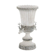 Vintage stílusú, fa hatású, 35 cm magas, szürke színű, szarvasfejes karácsonyi váza