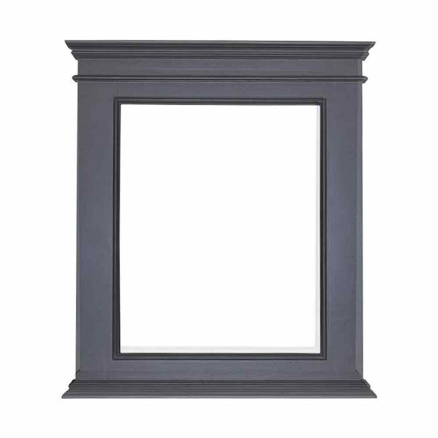 Sötétszürke színű fenyőfakeretes tükör.