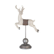 Vintage stílusú, antikolt felületű, 46 cm magas, karácsonyi vágtázó szarvas