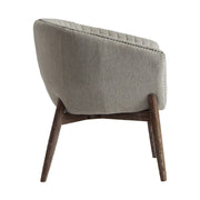 A modern stílus és a retro korszak inspirálta, jegenyefenyőből készült, szürke színű poliészter textillel kárpitozott karosszék.