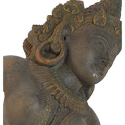 Orientál stílusú, hindu istennőt ábrázoló, antikolt hatású, aranyfestéses, kézzel készült kőszobor.