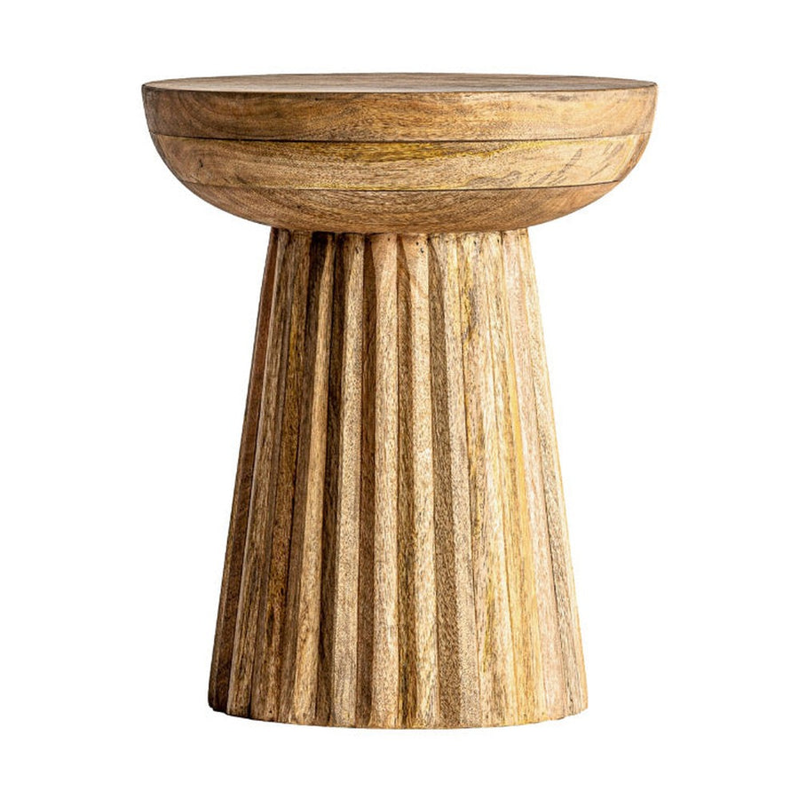 Kortárs stílusú, mangófából készült, egyedi formatervezésű lerakóasztal. Színe: natúr.