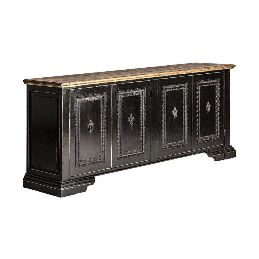 Gyarmati stílusú, szilfából készült, antikolt fekete színű, dekoratív faragásokkal díszített tálaló natúr színű fedlappal.