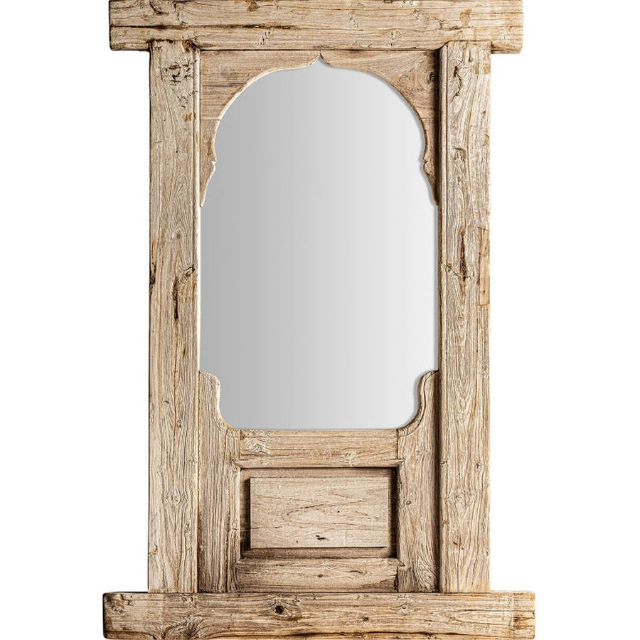 Rusztikus teakfakeretes falitükör kazettadíszítéssel.