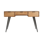 Loft stílusú, mangófából készült íróasztal fekete színű fém lábakon.