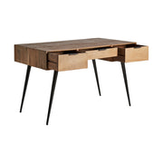 Loft stílusú, mangófából készült íróasztal fekete színű fém lábakon.
