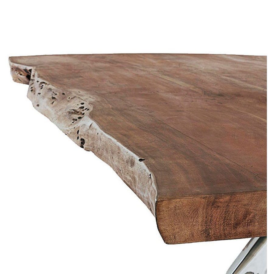 Kortárs stílusú akácfa étkezőasztal asztallap részlete.