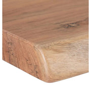 Óriás méretű, 300 cm hosszú, 5 cm vastag akácfa lappal és egyedi formájú, masszív acél láb alappal készült formatervezett, kortárs dizájn multifunkcionális asztal